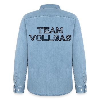 Team Vollgas Schriftzug handgezeichnet - Männer Jeanshemd Organic von Stanley/Stella - verwaschenes Hellblau - Hinten - AI Model Male 185 light (185cm)