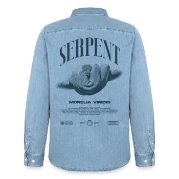 Green Tree Python Modern Reptile Keeper Streetwear - Männer Jeanshemd Organic von Stanley/Stella - verwaschenes Hellblau - Hinten - AI Model Male 185 light (185cm)