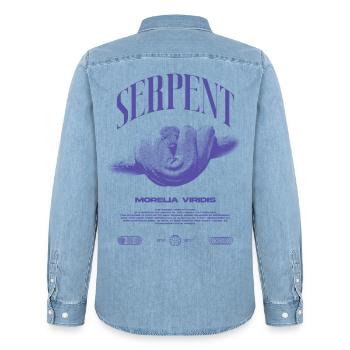 Green Tree Python Modern Reptile Keeper Streetwear - Männer Jeanshemd Organic von Stanley/Stella - verwaschenes Hellblau - Hinten - AI Model Male 185 light (185cm)
