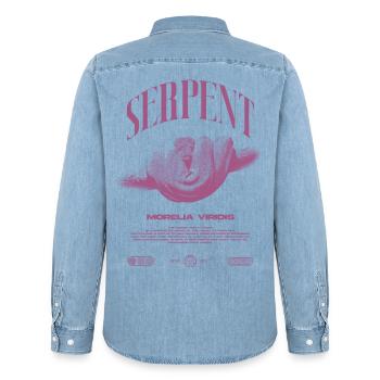 Green Tree Python Modern Reptile Keeper Streetwear - Männer Jeanshemd Organic von Stanley/Stella - verwaschenes Hellblau - Hinten - AI Model Male 185 light (185cm)