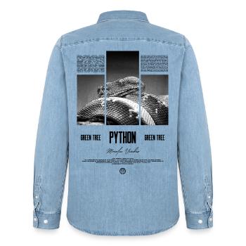 Green Tree Python Modern Reptile Keeper Streetwear - Männer Jeanshemd Organic von Stanley/Stella - verwaschenes Hellblau - Hinten - AI Model Male 185 light (185cm)