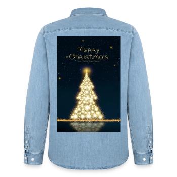 Goldener Weihnachtsbaum, isoliert am Sternenhimmel - Männer Jeanshemd Organic von Stanley/Stella - verwaschenes Hellblau - Hinten - AI Model Male 185 light (185cm)