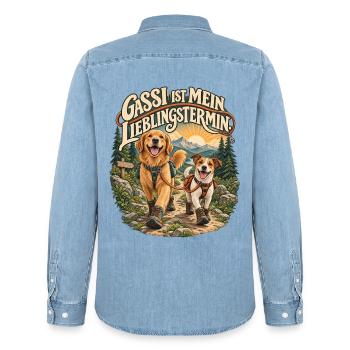 Gassi ist mein Lieblingstermin - Männer Jeanshemd Organic von Stanley/Stella - verwaschenes Hellblau - Hinten - AI Model Male 185 light (185cm)