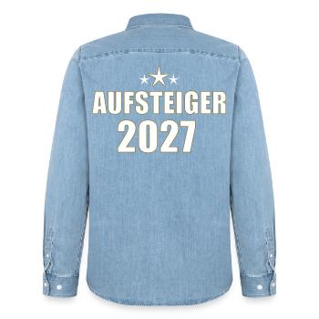 Aufsteiger 2027 - Männer Jeanshemd Organic von Stanley/Stella - verwaschenes Hellblau - Hinten - AI Model Male 185 light (185cm)