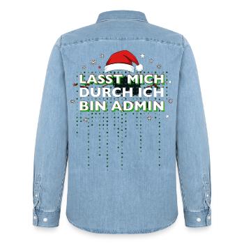 Lasst Mich Durch Ich Bin Admin Informatiker Xmas - Männer Jeanshemd Organic von Stanley/Stella - verwaschenes Hellblau - Hinten - AI Model Male 185 light (185cm)