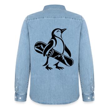Penguin Silhouette Snowboarder Winter Holiday - Männer Jeanshemd Organic von Stanley/Stella - verwaschenes Hellblau - Hinten - AI Model Male 185 light (185cm)