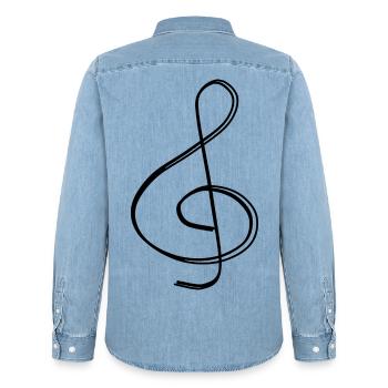 Violinschlüssel handgezeichnet - Männer Jeanshemd Organic von Stanley/Stella - verwaschenes Hellblau - Hinten - AI Model Male 185 light (185cm)