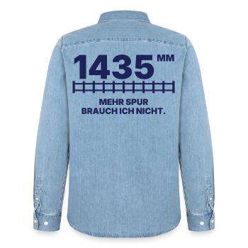 1435 mm Normalspur – Lustiges Eisenbahner Shirt - Männer Jeanshemd Organic von Stanley/Stella - verwaschenes Hellblau - Hinten - AI Model Male 185 light (185cm)