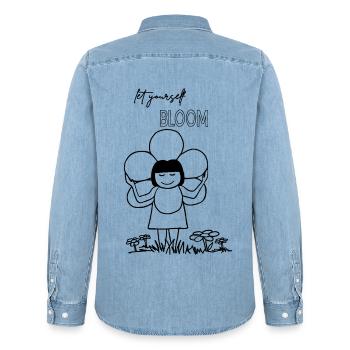 Let yourself BLOOM - Männer Jeanshemd Organic von Stanley/Stella - verwaschenes Hellblau - Hinten - AI Model Male 185 light (185cm)