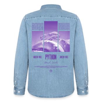 Green Tree Python Modern Reptile Keeper Streetwear - Männer Jeanshemd Organic von Stanley/Stella - verwaschenes Hellblau - Hinten - AI Model Male 185 light (185cm)