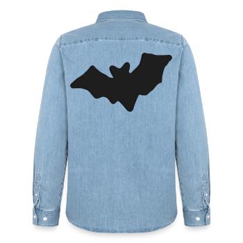 Dunkle Fledermaus, handgezeichnete Silhouette - Männer Jeanshemd Organic von Stanley/Stella - verwaschenes Hellblau - Hinten - AI Model Male 185 light (185cm)