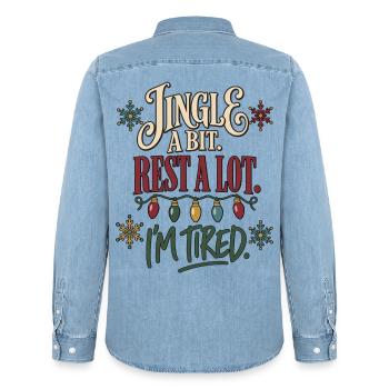 Jingle a Bit Rest a Lot – Weihnachten Müde - Männer Jeanshemd Organic von Stanley/Stella - verwaschenes Hellblau - Hinten - AI Model Male 185 light (185cm)