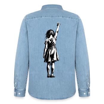 Silhouette eines Mädchens - Männer Jeanshemd Organic von Stanley/Stella - verwaschenes Hellblau - Hinten - AI Model Male 185 light (185cm)