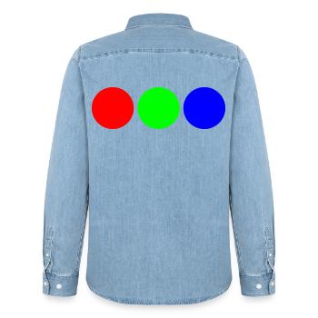 Triaden-Neonkreise - Männer Jeanshemd Organic von Stanley/Stella - verwaschenes Hellblau - Hinten - AI Model Male 185 light (185cm)