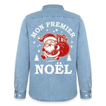 Erstes Weihnachtsbaby - Männer Jeanshemd Organic von Stanley/Stella - verwaschenes Hellblau - Hinten - AI Model Male 185 light (185cm)