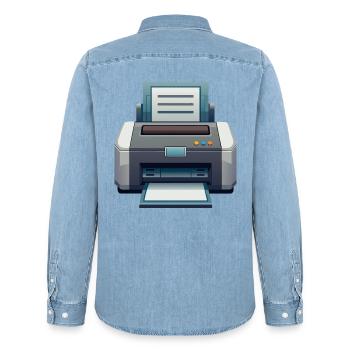 Drucker - Männer Jeanshemd Organic von Stanley/Stella - verwaschenes Hellblau - Hinten - AI Model Male 185 light (185cm)