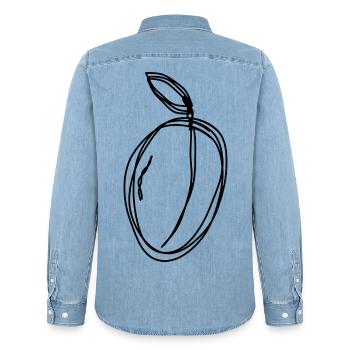 Zwetschge handgezeichnet - Männer Jeanshemd Organic von Stanley/Stella - verwaschenes Hellblau - Hinten - AI Model Male 185 light (185cm)