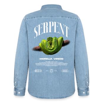 Green Tree Python Modern Reptile Keeper Streetwear - Männer Jeanshemd Organic von Stanley/Stella - verwaschenes Hellblau - Hinten - AI Model Male 185 light (185cm)