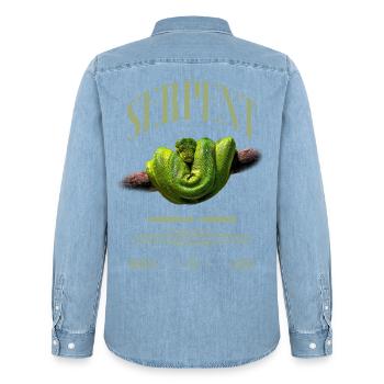 Green Tree Python Modern Reptile Keeper Streetwear - Männer Jeanshemd Organic von Stanley/Stella - verwaschenes Hellblau - Hinten - AI Model Male 185 light (185cm)