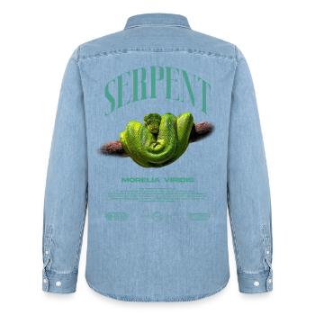 Green Tree Python Modern Reptile Keeper Streetwear - Männer Jeanshemd Organic von Stanley/Stella - verwaschenes Hellblau - Hinten - AI Model Male 185 light (185cm)