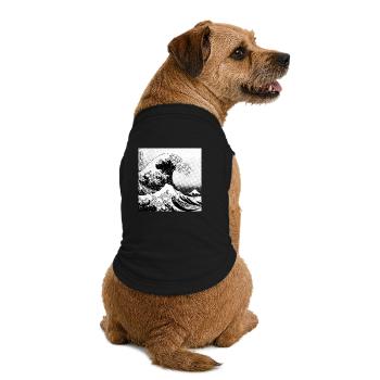 Japanische Welle Kanagawa Style bd - Premium Organic Hunde-T-Shirt - Schwarz - Hinten