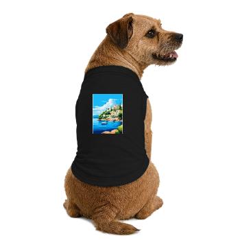Porto Heli Greece Vintage Travel Poster Souvenir - Premium Organic Dog T-Shirt - black - Back