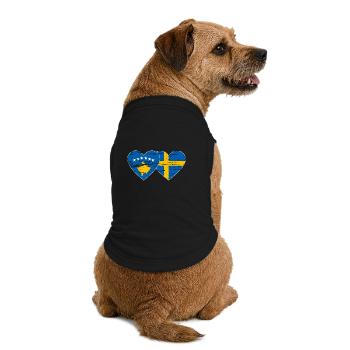 Kosovo Suède Drapeau utilisé - T-shirt bio premium pour chien - noir - Dos
