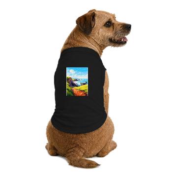 Hartland Quay Devon Affiche de voyage vintage souvenir - T-shirt bio premium pour chien - noir - Dos