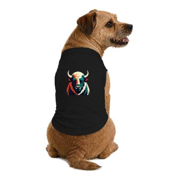 Büffel Zeichentrickfigur Buntes Haustier Tier - Premium Organic Hunde-T-Shirt - Schwarz - Hinten