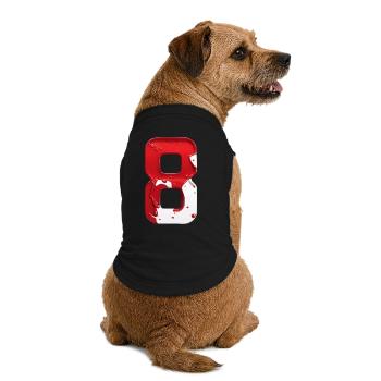 NR. 8 NUMMER 8 ROT WEIß 8. GEBURTSTAG - Premium Organic Hunde-T-Shirt - Schwarz - Hinten