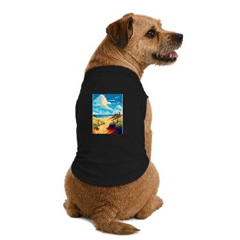 Suffolk Küste Vintage Reise Poster Souvenir WPA - Premium Organic Hunde-T-Shirt - Schwarz - Hinten