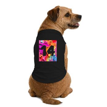 NR. 14 NUMMER 14 BUNT 14. GEBURTSTAG - Premium Organic Hunde-T-Shirt - Schwarz - Hinten
