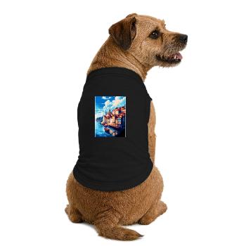 Porto Portugal Vintage Travel Poster Souvenir WPA - Premium Organic Dog T-Shirt - black - Back