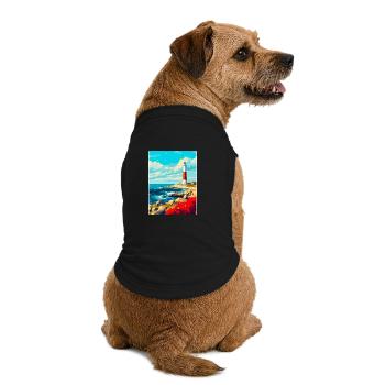 Portland Bill England Uk Travel Poster Souvenir - Premium Organic Dog T-Shirt - black - Back