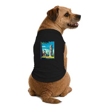 Pisa Italy Vintage Travel Poster Souvenir Souvenir - Premium Organic Dog T-Shirt - black - Back