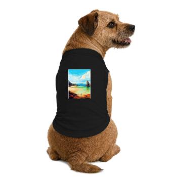 Île de Lewis, Écosse, Royaume-Uni, Affiche de voyage vintage - T-shirt bio premium pour chien - noir - Dos