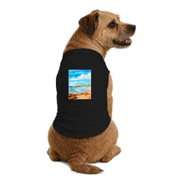 Porthcawl Bay Uk Vintage Reiseplakat Souvenir - Premium Organic Hunde-T-Shirt - Schwarz - Hinten