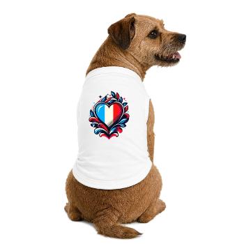 Coeur drapeau Français - T-shirt bio premium pour chien - blanc - Dos