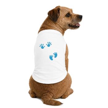 Grossesse empreinte main garçon bébé ventre - T-shirt bio premium pour chien - blanc - Dos