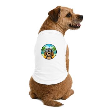 Black And Tan Coonhound Dog Breed Cartoon Beach - Premium Organic Dog T-Shirt - white - Back