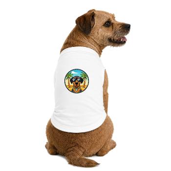 Black And Tan Coonhound Dog Breed Cartoon Beach - Premium Organic Dog T-Shirt - white - Back