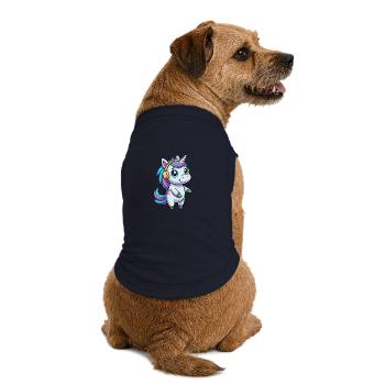 Unicorn Funny Cartoon Character Headphone Music - Premium Organic Dog T-Shirt - navy - Back