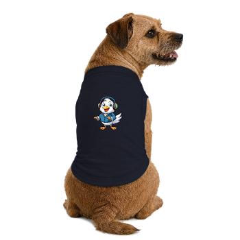 Mouette Funny Cartoon Character Musique de casque - T-shirt bio premium pour chien - bleu marine - Dos