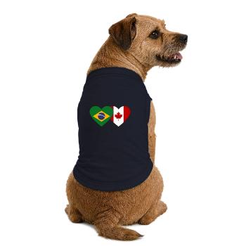 Brésil Canada Drapeau Coeur - T-shirt bio premium pour chien - bleu marine - Dos