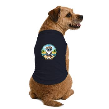 Chien de berger picard race dessin animé lunettes de soleil plage - T-shirt bio premium pour chien - bleu marine - Dos