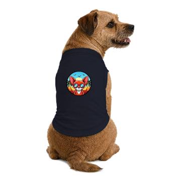Rote Devon Rex Katzenrasse Cartoon Sonnenbrille Strand - Premium Organic Hunde-T-Shirt - Navy - Hinten