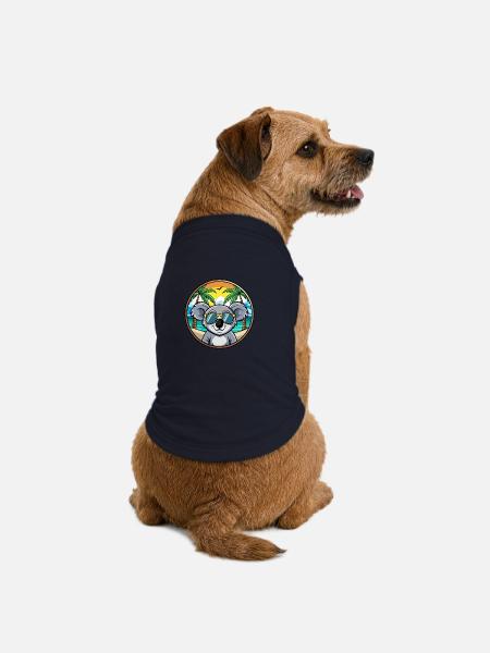Koala Drôle Dessin Animé Plage D’été Lunettes De Soleil Cool - T-shirt bio premium pour chien - bleu marine