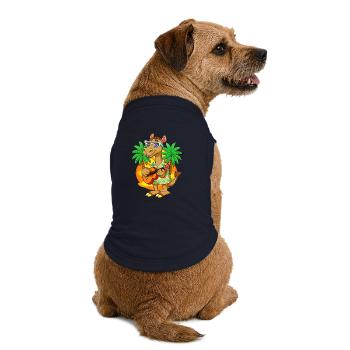 Lustige Kamel Cartoon Sommer Strand Sonnenbrille Gitarre - Premium Organic Hunde-T-Shirt - Navy - Hinten