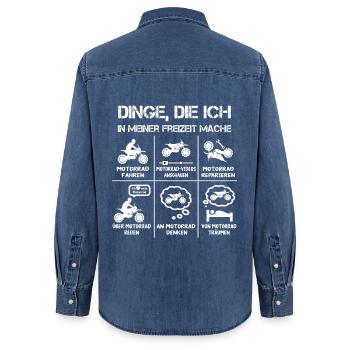 Freizeit - Motorradfahrer - Biker - Frauen Jeanshemd Organic von Stanley/Stella - verwaschenes Mittelblau  - Hinten - AI Model Female 172 light (172cm)