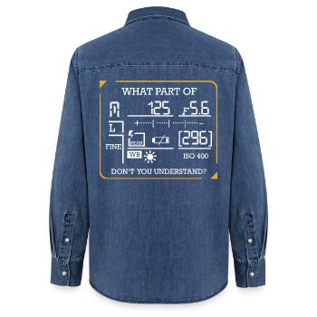 photographer - Women’s Organic Denim Shirt by Stanley/Stella - mid washy  - Back - AI Model Female 172 light (172cm)